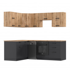 Кухня "Антрацит + Дуб вотан" угловая