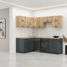 Кухня "Антрацит + Дуб вотан" угловая Кухня "Антрацит + Дуб вотан" угловая