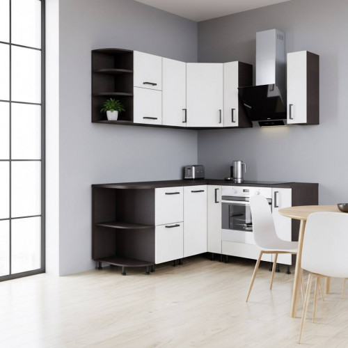 Кухня "Венге+Белый угловая" 1.7+1.6м