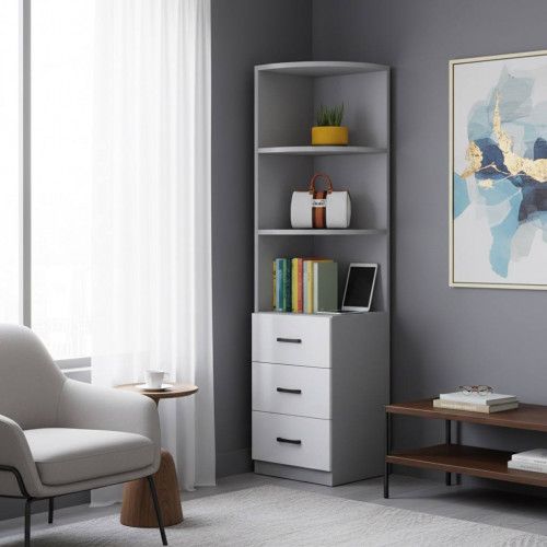 Угловой модуль 02 Серый+Белый высота 2.0м правый Угловой модуль 02 Серый+Белый высота 2.0м правый