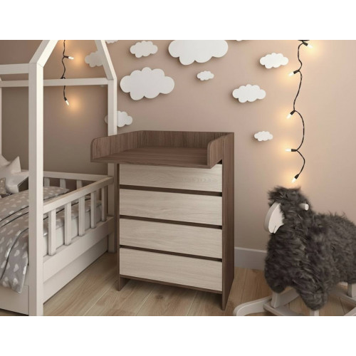 Комод 113 с пеленальным столиком Шимо темный + Шимо светлый