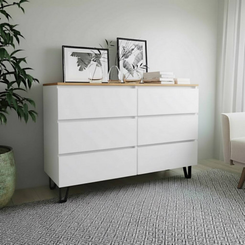 Комод-125 Белый + Дуб вотан