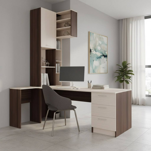 Рабочая зона Шимо темный + Белый дуб Сборка в подарок