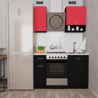 Кухня "Мини-6" Черный + Красный